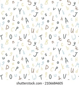 Alphabetical vector seamless pattern, abc colorful pattern for background, wrapping paper, fabrics and other designs