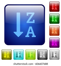 Alphabetically descending ordered list icons in rounded square color glossy button set