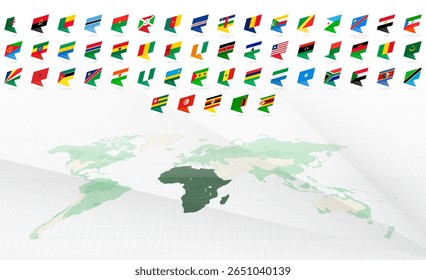 Alphabetically Ordered African Flags in Modern Design. National flags collection.