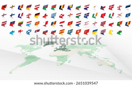 Alphabetically Ordered European Flags in Modern Design. National flags collection.
