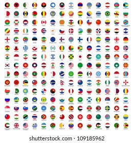 alphabetically sorted circle flags of the world with official RGB coloring and detailed emblems
