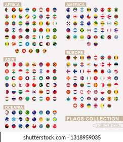 Alphabetically Sorted Circle Flags Of The World. Set Of Round Flags. Vector Illustration.