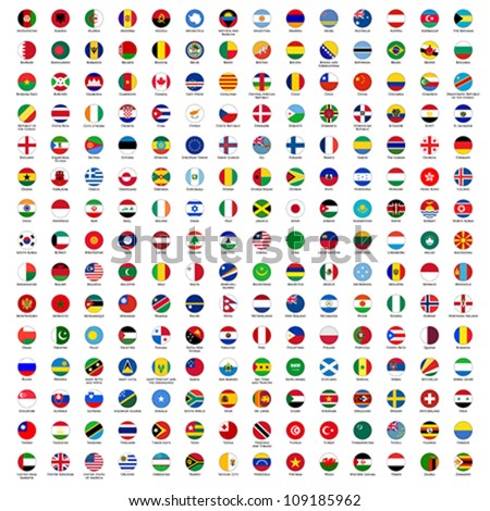 alphabetically sorted circle flags of the world with official RGB coloring and detailed emblems