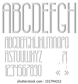 Alphabet,numbers and punctuation marks. Vector set