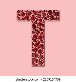 alfabetos abc flor amor floral romántico nombre de fondo romántico iniciales mayúsculas inglés rosa rojo romance relleno