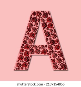 alphabets abc flower floral love romantic background name initials capitals english rose red romance filled fill