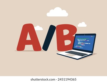 Alphabets A and B for testing. AB testing, market research to split user to test for user experience for website or application. Flat vector illustration