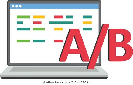 Alphabets A and B for testing. AB testing, market research to split user to test for user experience for website or application. Flat vector illustration

