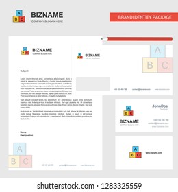 Alphabets blocks Business Letterhead, Envelope and visiting Card Design vector template