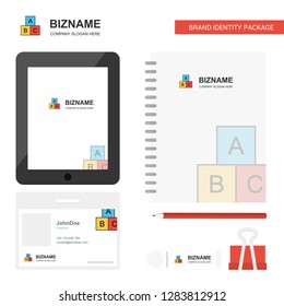 Alphabets blocks Business Logo, Tab App, Diary PVC Employee Card and USB Brand Stationary Package Design Vector Template