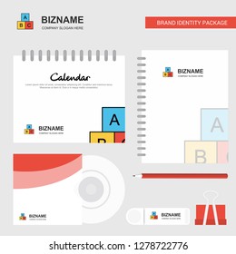 Alphabets blocks Logo, Calendar Template, CD Cover, Diary and USB Brand Stationary Package Design Vector Template