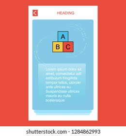 Alphabets blocks mobile vertical banner design design. Vector