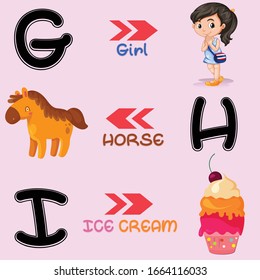 ALPHABETS CARTOON DESIGN IN PINK BACKGROUND
