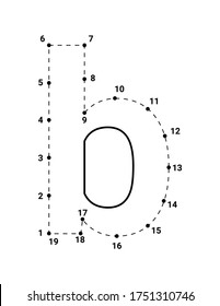 Alphabets character B lowercase connect the dots or dot to dots letter, Learning and educational activities game for kids, Vector illustration easy to customize it to fit your needs.