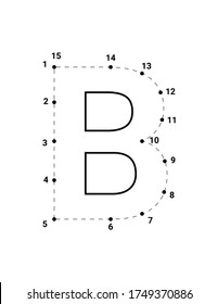 Alphabets character B uppercase connect the dots or dot to dots letter, Learning and educational activities game for kids, Vector illustration easy to customize it to fit your needs.