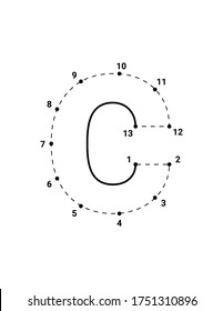 Alphabets character C lowercase connect the dots or dot to dots letter, Learning and educational activities game for kids, Vector illustration easy to customize it to fit your needs.