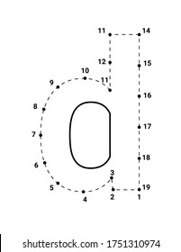 Alphabets character D lowercase connect the dots or dot to dots letter, Learning and educational activities game for kids, Vector illustration easy to customize it to fit your needs.