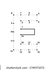 Alphabets character E uppercase connect the dots or dot to dots letter, Learning and educational activities game for kids, Vector illustration easy to customize it to fit your needs.