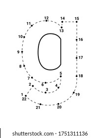 Alphabets character G lowercase connect the dots or dot to dots letter, Learning and educational activities game for kids, Vector illustration easy to customize it to fit your needs.