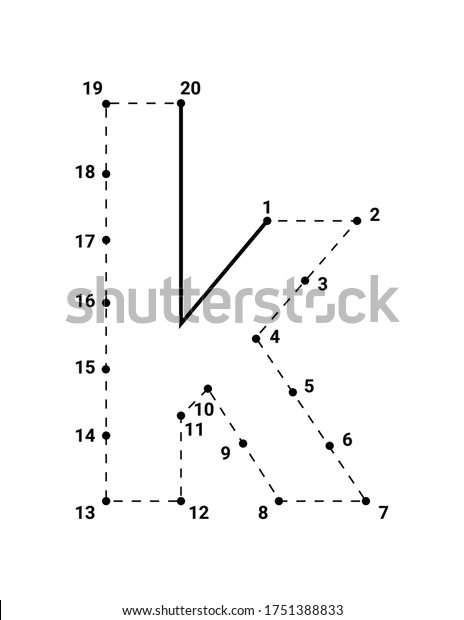 Alphabets Character K Lowercase Connect Dots Stock Vector (Royalty Free ...