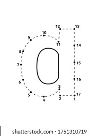 Alphabets Character A Lowercase Connect The Dots Or Dot To Dots Letter, Learning And Educational Activities Game For Kids, Vector Illustration Easy To Customize It To Fit Your Needs.