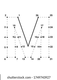 Alphabets character M uppercase connect the dots or dot to dots letter, Learning and educational activities game for kids, Vector illustration easy to customize it to fit your needs.