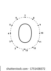 Alphabets character O lowercase connect the dots or dot to dots letter, Learning and educational activities game for kids, Vector illustration easy to customize it to fit your needs.