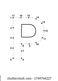 Alphabets character P uppercase connect the dots or dot to dots letter, Learning and educational activities game for kids, Vector illustration easy to customize it to fit your needs.