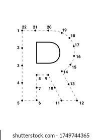 Alphabets character R uppercase connect the dots or dot to dots letter, Learning and educational activities game for kids, Vector illustration easy to customize it to fit your needs.
