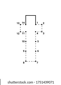 Alphabets character T lowercase connect the dots or dot to dots letter, Learning and educational activities game for kids, Vector illustration easy to customize it to fit your needs.