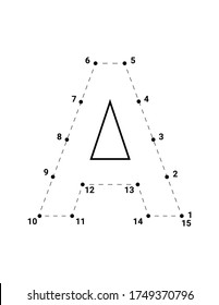 Alphabets character A uppercase connect the dots or dot to dots letter, Learning and educational activities game for kids, Vector illustration easy to customize it to fit your needs.