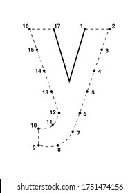 Alphabets character Y lowercase connect the dots or dot to dots letter, Learning and educational activities game for kids, Vector illustration easy to customize it to fit your needs.