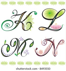 alphabets elements design -  series K to N