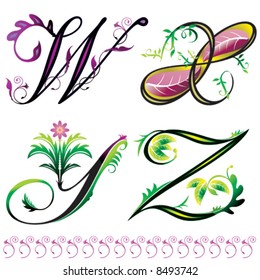 alphabets elements design -  series W to Z