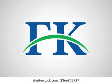 Alphabets FK letter logo design with creative sign, Vector illustration