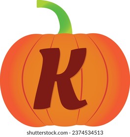Alphabets Halloween pumpkin vector icon. Flat icon design. Halloween pumpkin transparent background.