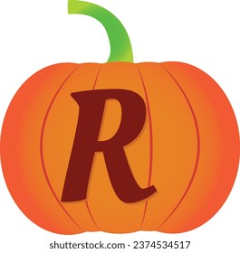 Alphabets Halloween pumpkin vector icon. Flat icon design. Halloween pumpkin transparent background.