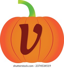 Alphabets Halloween pumpkin vector icon. Flat icon design. Halloween pumpkin transparent background.