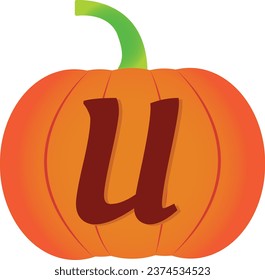 Alphabets Halloween pumpkin vector icon. Flat icon design. Halloween pumpkin transparent background.
