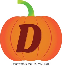 Alphabets Halloween pumpkin vector icon. Flat icon design. Halloween pumpkin transparent background.