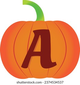 Alphabets Halloween pumpkin vector icon. Flat icon design. Halloween pumpkin transparent background.