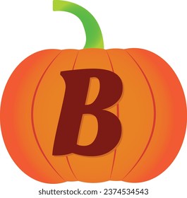 Alphabets Halloween pumpkin vector icon. Flat icon design. Halloween pumpkin transparent background.