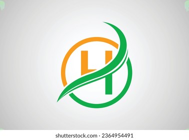 Alphabets erstes H-Buchstaben-Logo mit Creative Swoosh, Vectordesign-Konzept
