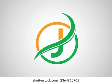 Alphabets initial J letter logo with Creative swoosh, Vector design concept
