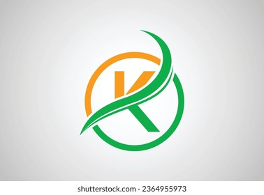Alphabets erstes K-Buchstaben-Logo mit Creative Swoosh, Vectordesign-Konzept