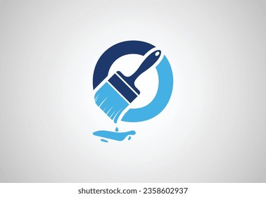 Alphabets initial O letter logo with Paint  Brush, Vector design concept
