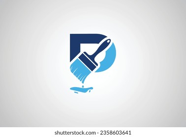 Alphabets initial P letter logo with Paint  Brush, Vector design concept
