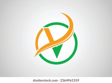 Alphabets initial V letter logo with Creative swoosh, Vector design concept