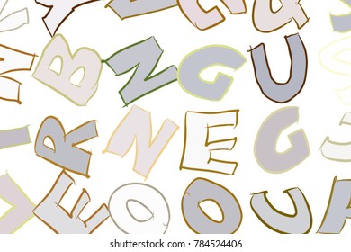 Alphabets letters abstract colorful background, texture or backdrop. Cartoon style vector.