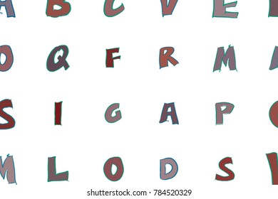 Alphabets letters background colorful, good for graphic design. Cartoon style vector.